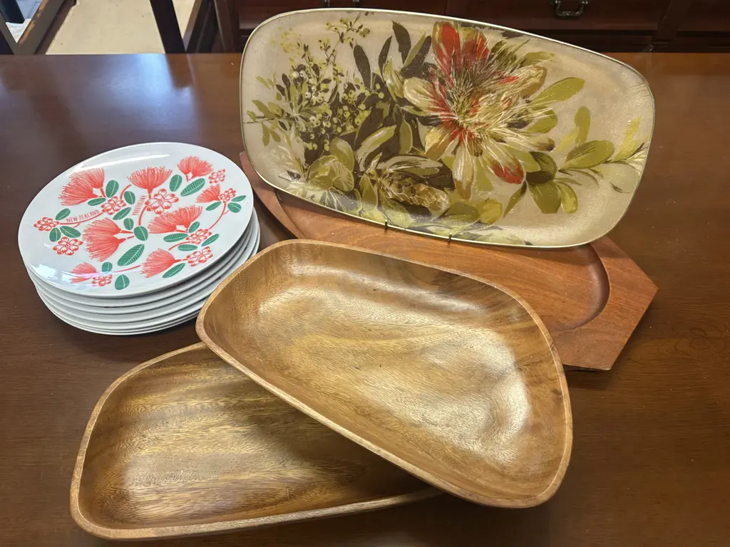Vintage Wooden Serving Trays, h&b design Melamine Plates Etc Image 1++