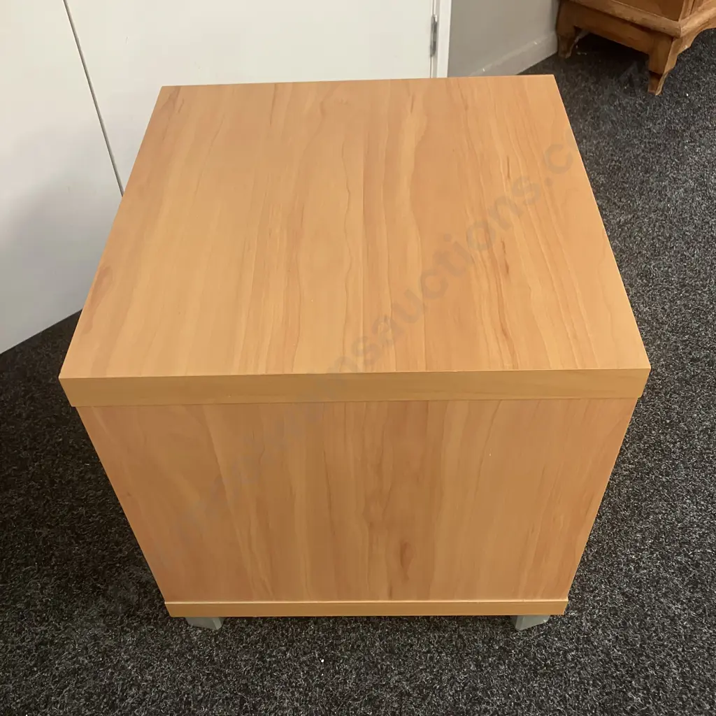 Wood Effect Single Drawer Bedside With Shelf, Pewter Colour Feet. H53 W51 D51cm Image 1++