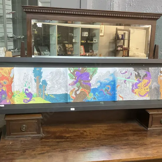 Hand Coloured John Howe’s Draconis, Framed 35 x 146cm
