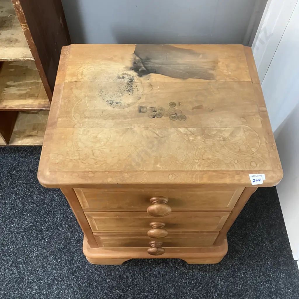 Millsbrook Jamestown Pine 3 Drawer Bedside Cabinet With Badge, Knob Handles. H66 W50 D40cm Image 1++