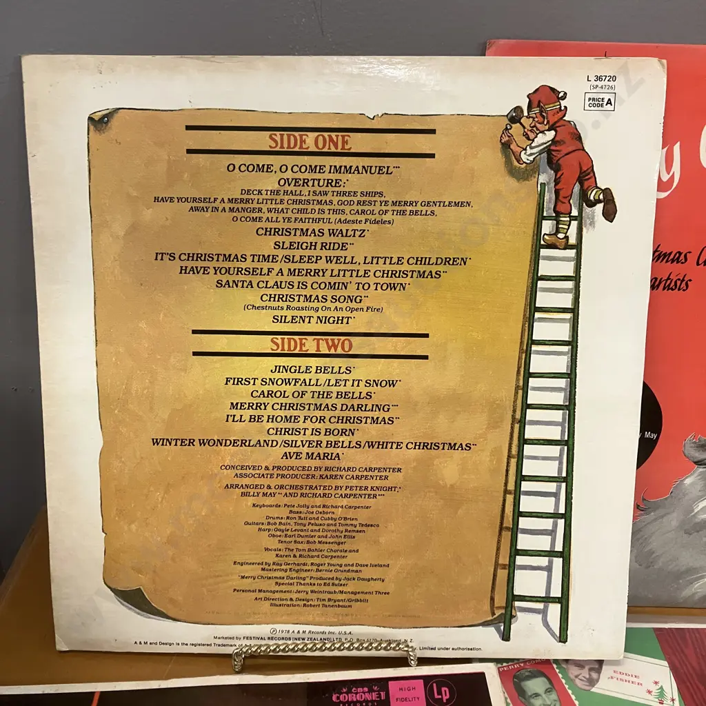 The Carpenters Christmas Portrait LP With Lyrics Sheet NZ 1978 A&M Records L 36720. NM Image 1++