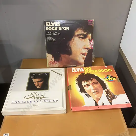 Rare Elvis The Legend Lives On (7LP Box Set) 1988 Reader's Digest, Rock'N'On 2 x Vinyl LP & 100 Super Rocks 7LP Box Set