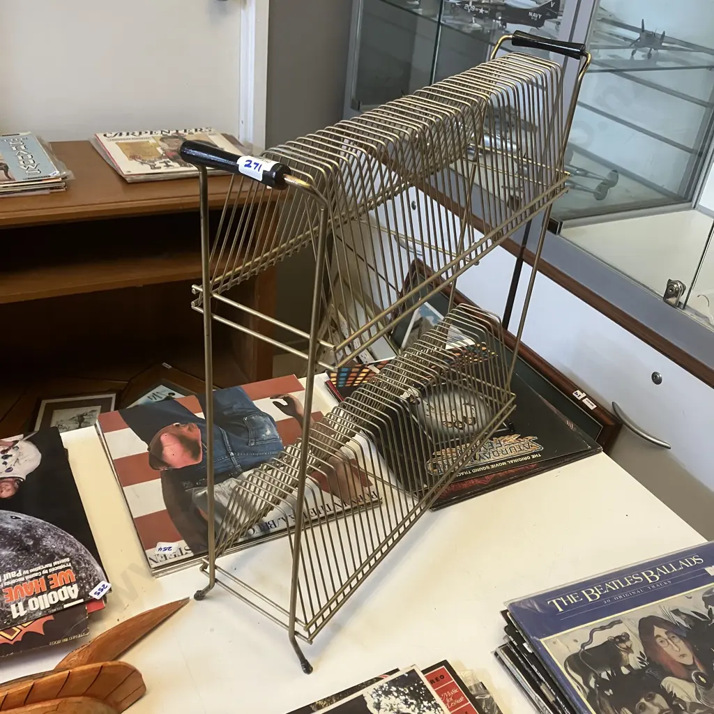 Mid Century Wire Metal Record Stand. 55 x 59cm (As Found) Image 1++