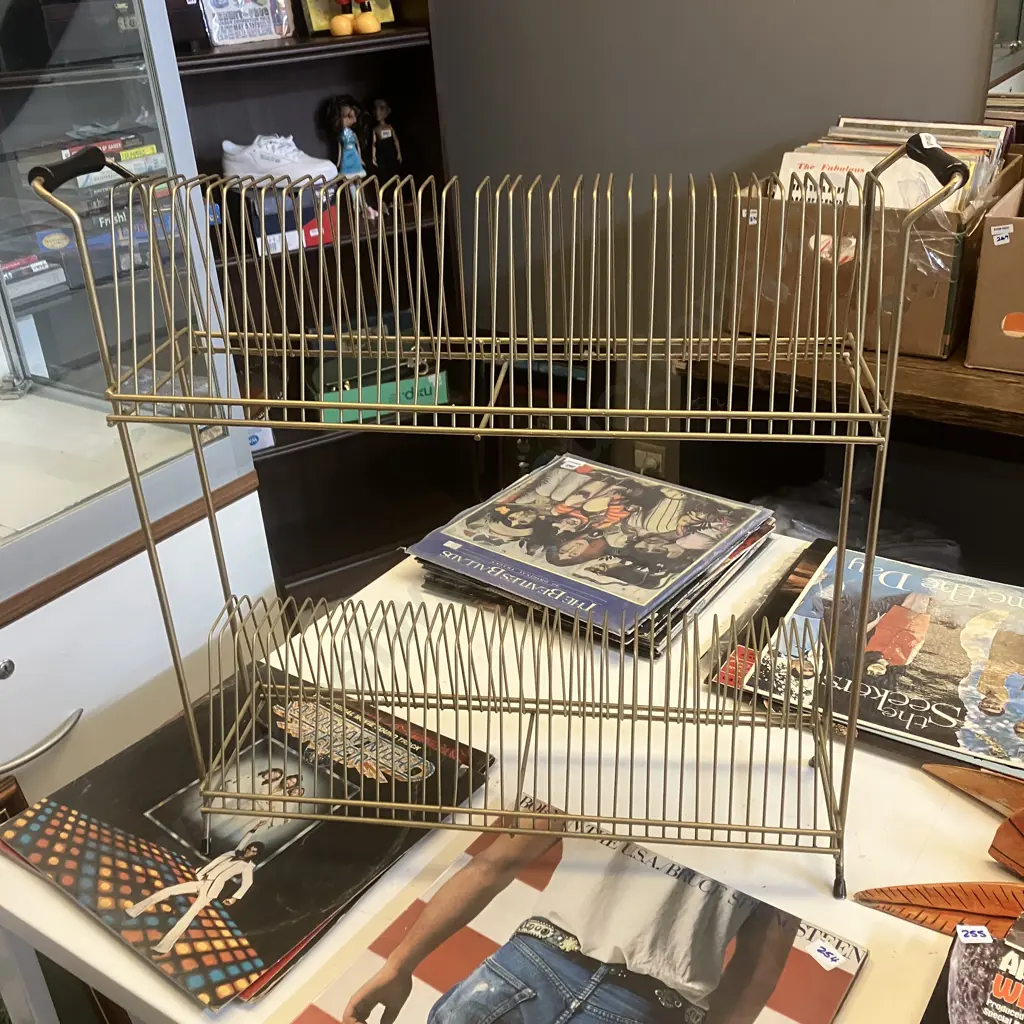 Mid Century Wire Metal Record Stand. 55 x 59cm (As Found) Image 1++