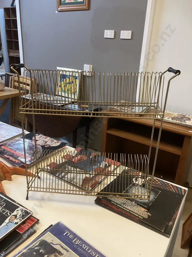 Mid Century Wire Metal Record Stand. 55 x 59cm (As Found) Image 1++