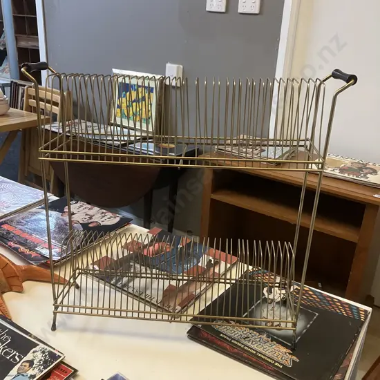 Mid Century Wire Metal Record Stand. 55 x 59cm (As Found)