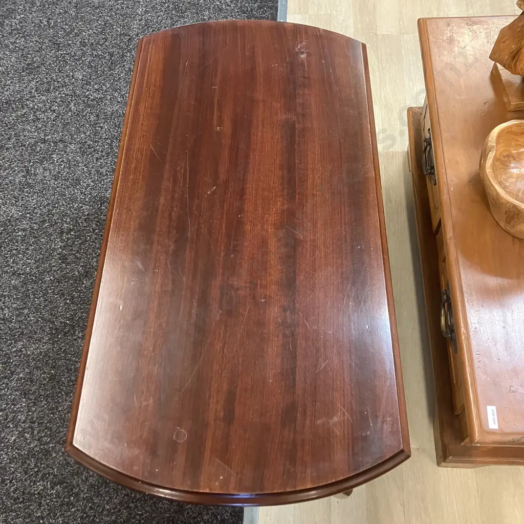 Mahogany Occasional Table. H46 W91 D45cm (Leg Needs Repair) Image 1++