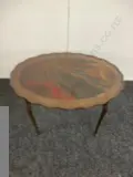 Pie Crust Edge Oval Table With Inlaid Centre. H47 W71 D53cm Image 1++