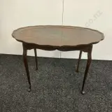 Pie Crust Edge Oval Table With Inlaid Centre. H47 W71 D53cm Image 1++