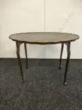 Pie Crust Edge Oval Table With Inlaid Centre. H47 W71 D53cm Image 1++