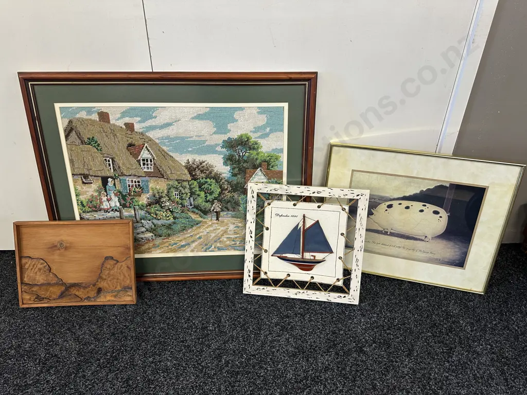 Assorted Vintage Artwork Including Tapestry Etc Image 1++