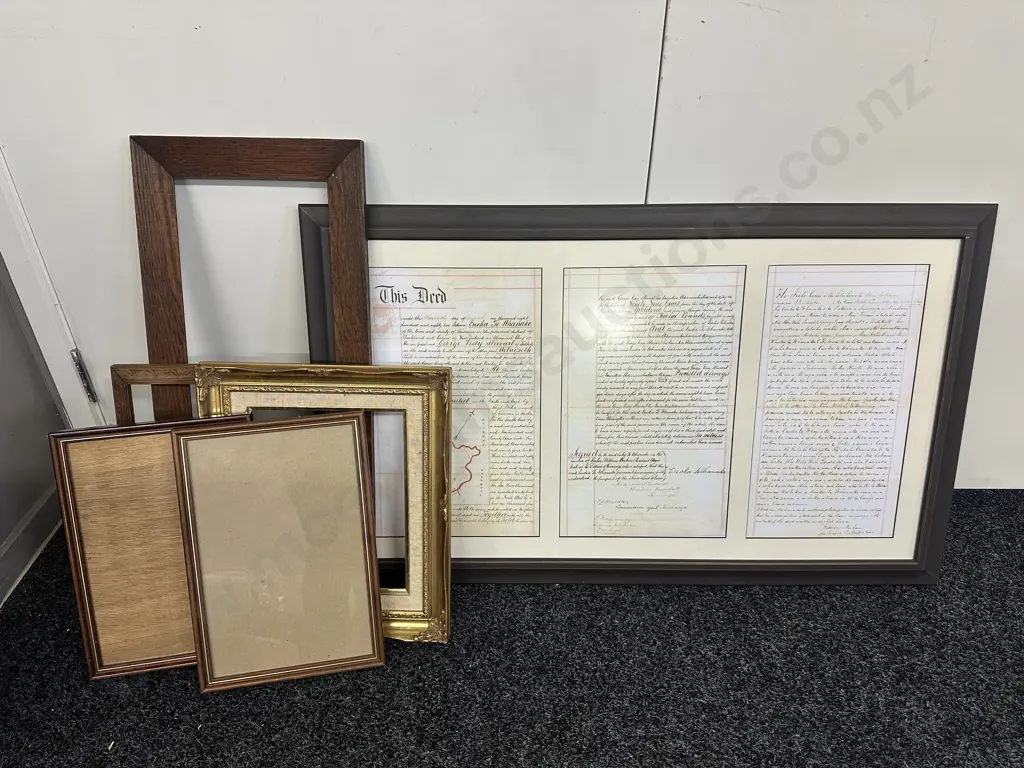Framed Vintage Deed & Assorted Frames Image 1++