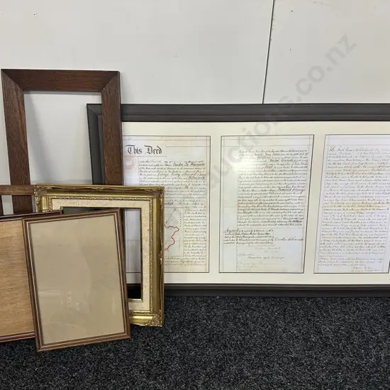 Framed Vintage Deed & Assorted Frames