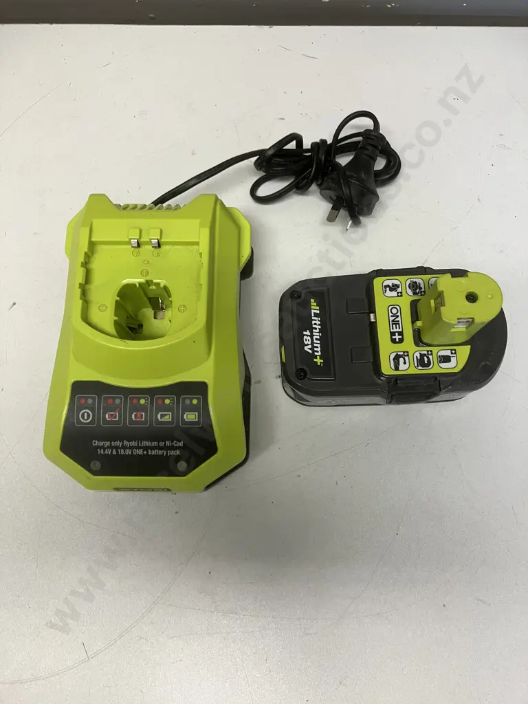 Ryobi 18V 5.0Ah Battery With Ryobi 14.4-18V Battery Charger BCL14181H Image 1++