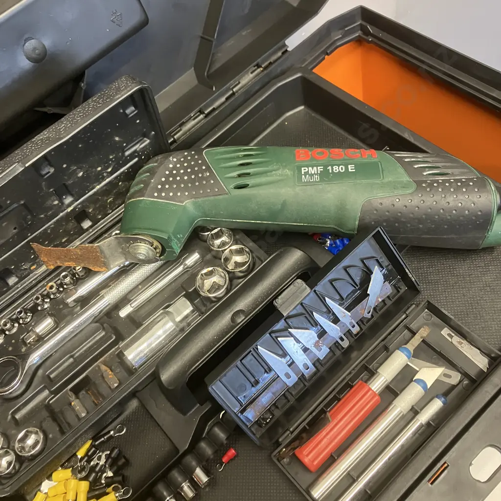 Craftright Engineering Works Toolbox, Tools Etc With Bosch PMF 18E Multi. H26 W56 D31cm Image 1++