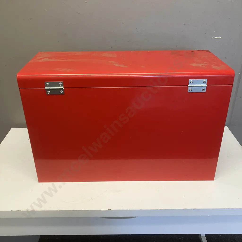 Red Metal Toolbox With Keys, Tools & Hardware. H38 W60 D26cm Image 1++