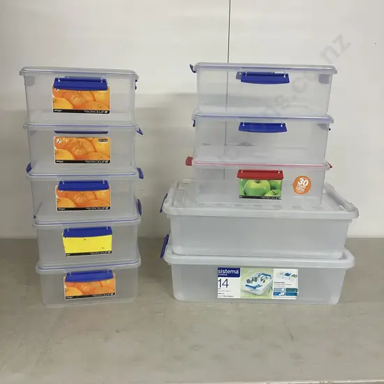 Lot of 10 x Sistema Storage Containers With Lids, Assorted Sizes