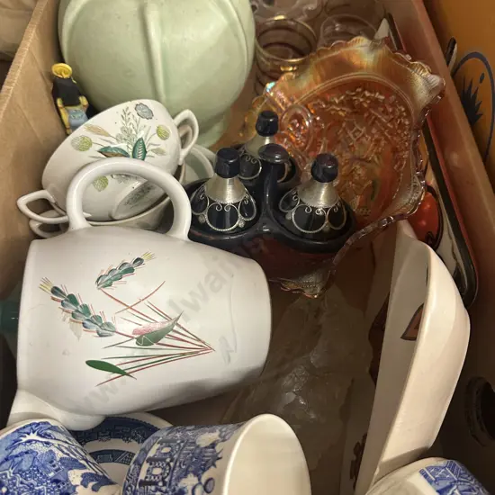 Assorted China Items Including Denby Jug, Blue & White Flow Ware Etc