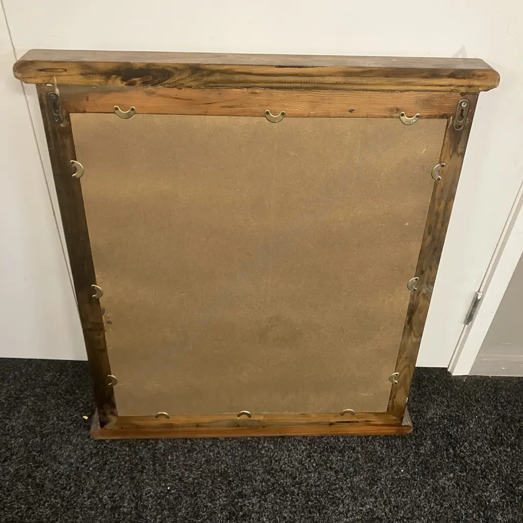 Vintage Oak Shuttered Wall Mirror. 75 x 66cm Image 1++