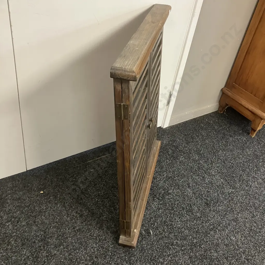 Vintage Oak Shuttered Wall Mirror. 75 x 66cm Image 1++