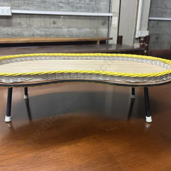 Retro Fold-Up Serving Tray Cane Edge Detail