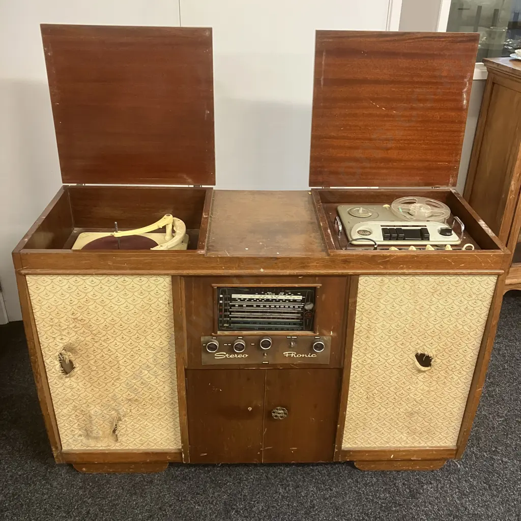 Late 50's Sheffield Valve Radiogram Record Player, Reel to Reel Tape Recorder, Dual Wave Receiver (As Found Condition) Image 1++