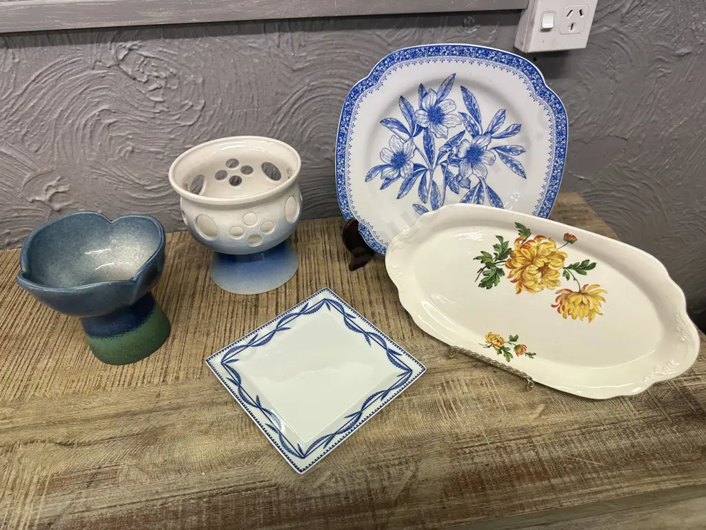 Assorted China Items Including Signed Pottery Vase, Spode, J&G Meakin Etc Image 1++