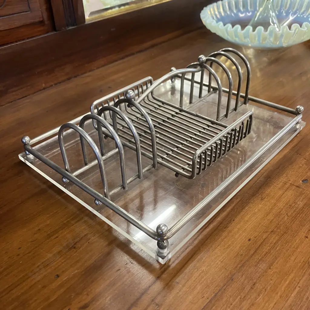 1970s Mid-Century Modern Chrome & Lucite Flatware Buffet Caddy in the style of Charles Hollis Jones Image 1++