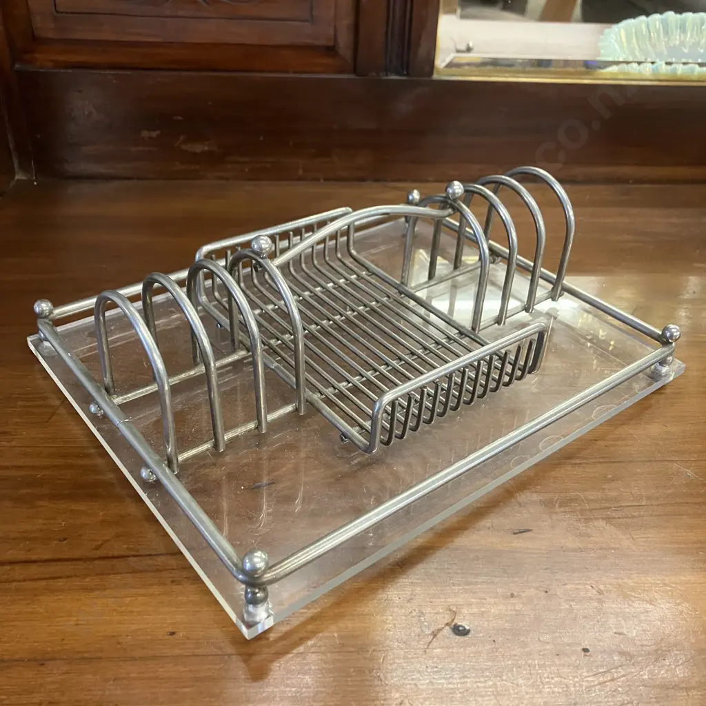 1970s Mid-Century Modern Chrome & Lucite Flatware Buffet Caddy in the style of Charles Hollis Jones Image 1++