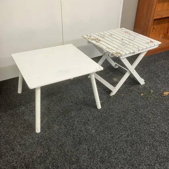 Two Small White Tables