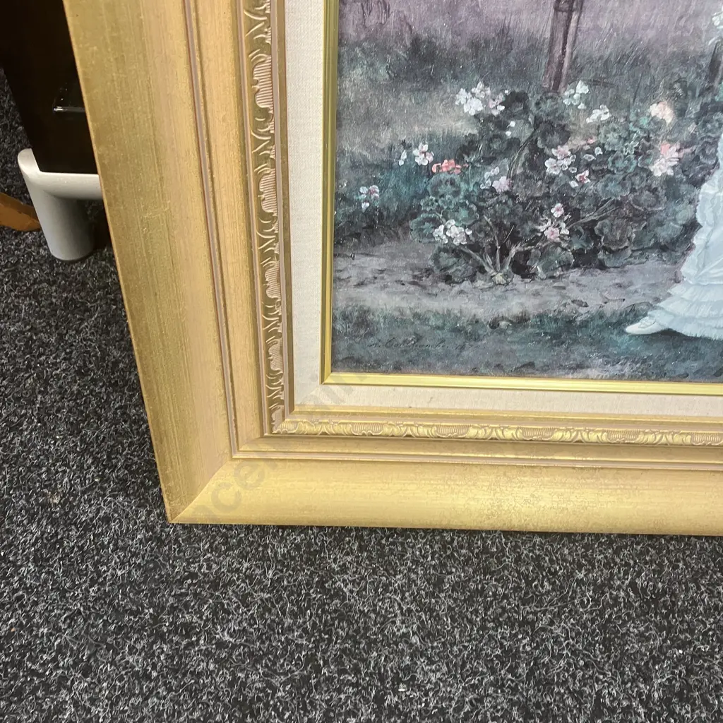Auguste Toulmouche "A Girl And Roses" Framed Fine Art Print. 83 x 65cm Image 1++