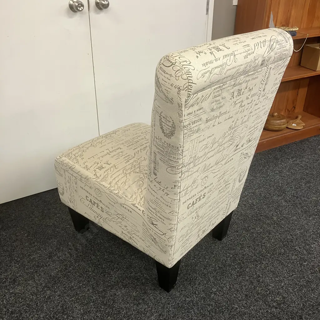 French Print Armless Accent Chair. H103 W72 D80cm Image 1++