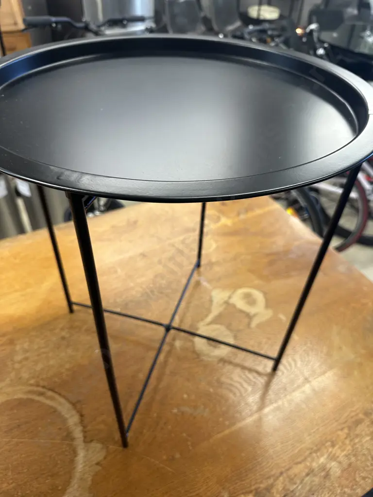 Pair Of Black Metal Round Side Tables H50,Dia47cm. Image 1++