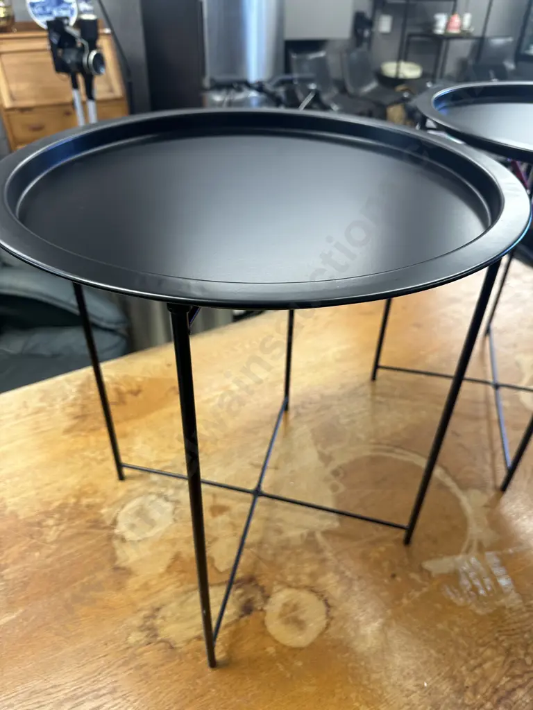 Pair Of Black Metal Round Side Tables H50,Dia47cm. Image 1++