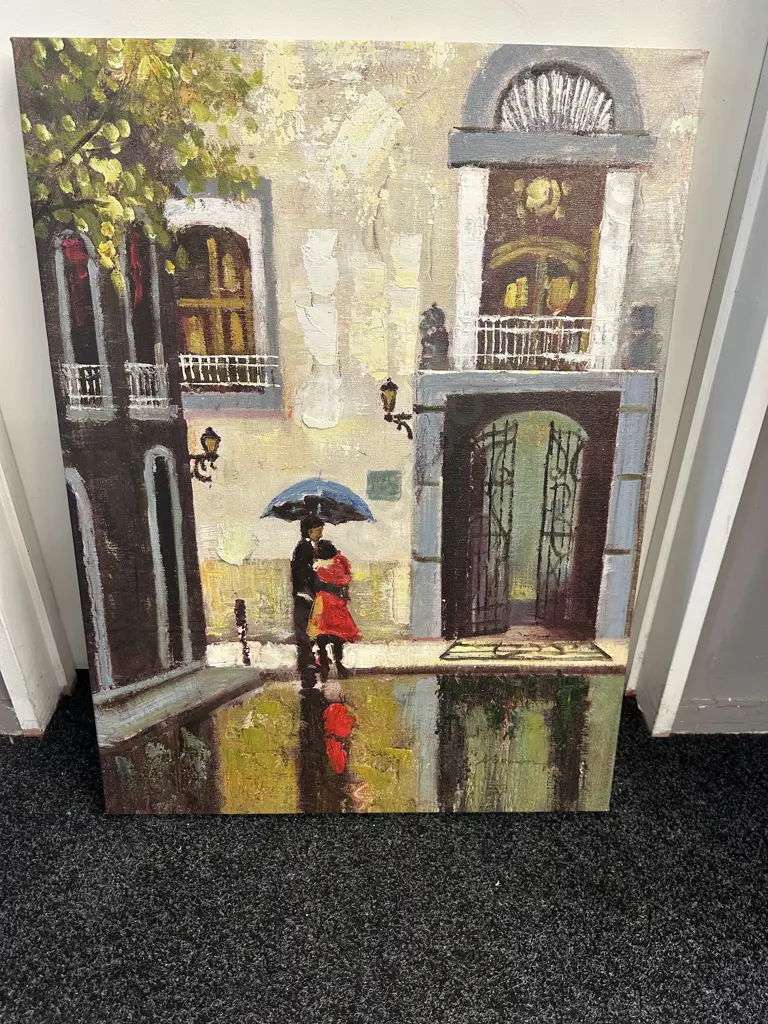 Framed Oil On Canvas Signed By The Artist - Street Scene. 81 x 61cm Image 1++