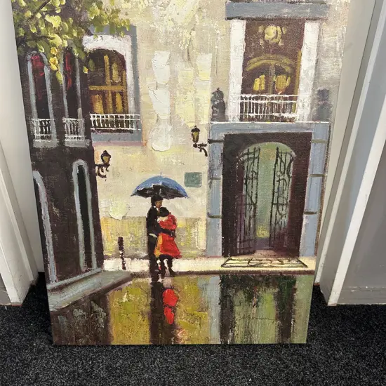 Framed Oil On Canvas Signed By The Artist - Street Scene. 81 x 61cm