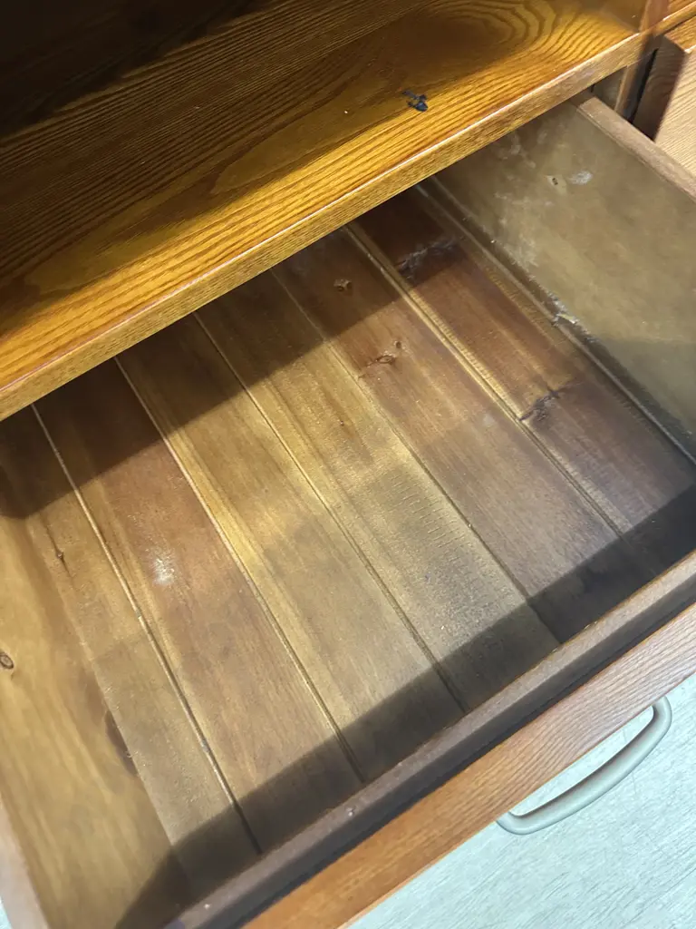 Passat Wooden Entertainment Unit, 3 Drawers With Pewter Colour Handles Ex Harvey Norman. H54 W160 D54cm Image 1++