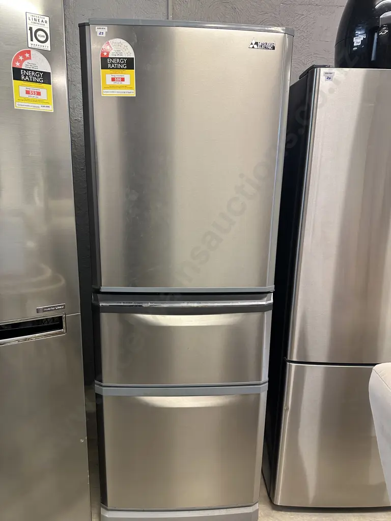 Mitsubishi Refrigerator Freezer - 375 Litre, MR-C375C-ST-A, Humidity Drawer & Freezer Drawer Image 1++