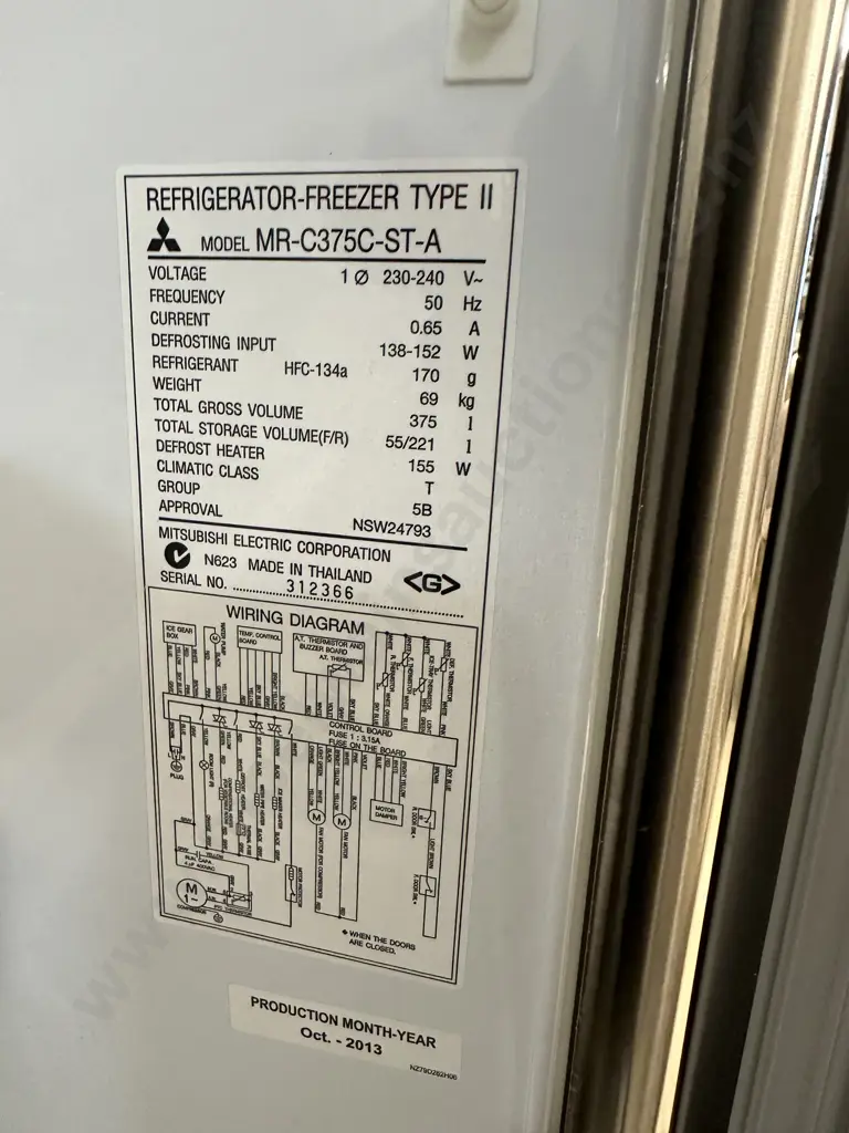 Mitsubishi Refrigerator Freezer - 375 Litre, MR-C375C-ST-A, Humidity Drawer & Freezer Drawer Image 1++