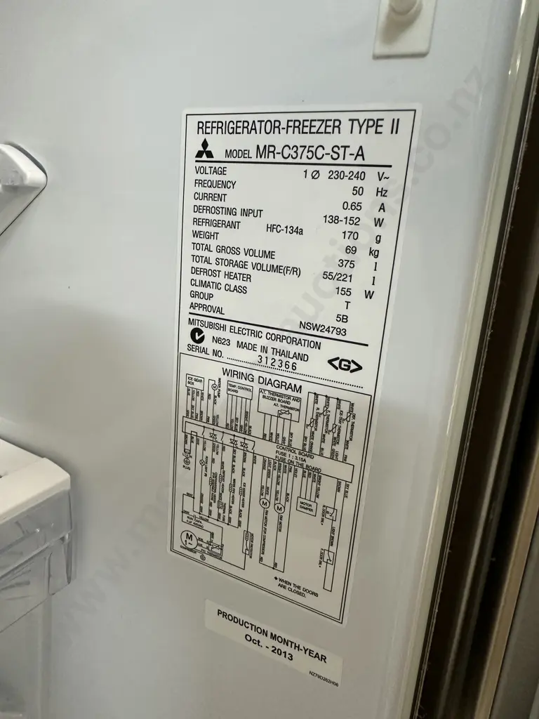 Mitsubishi Refrigerator Freezer - 375 Litre, MR-C375C-ST-A, Humidity Drawer & Freezer Drawer Image 1++