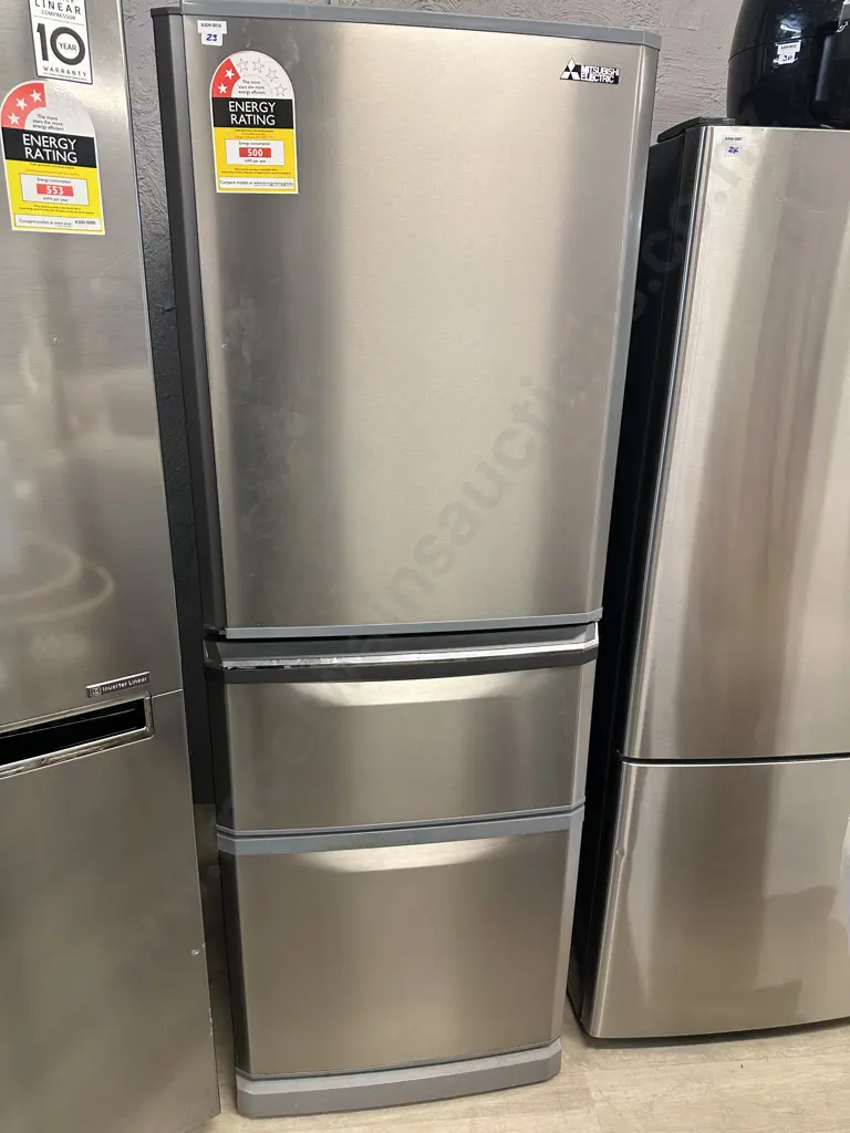 Mitsubishi Refrigerator Freezer - 375 Litre, MR-C375C-ST-A, Humidity Drawer & Freezer Drawer Image 1++