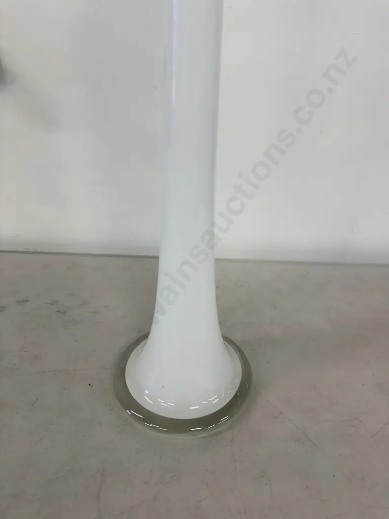 White Slender Art Glass Vase With Artificial Flowers. H80cm Image 1++