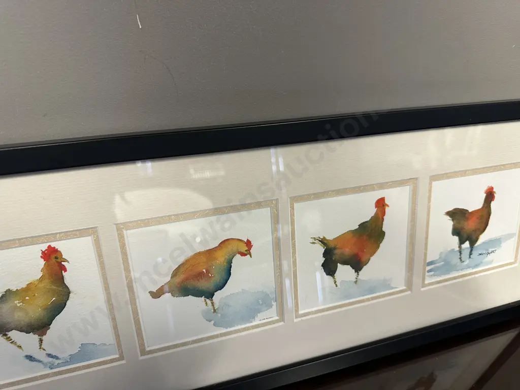 Jean Grant Chooks Framed Artwork. 23 x 61cm Image 1++