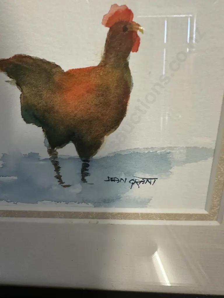 Jean Grant Chooks Framed Artwork. 23 x 61cm Image 1++