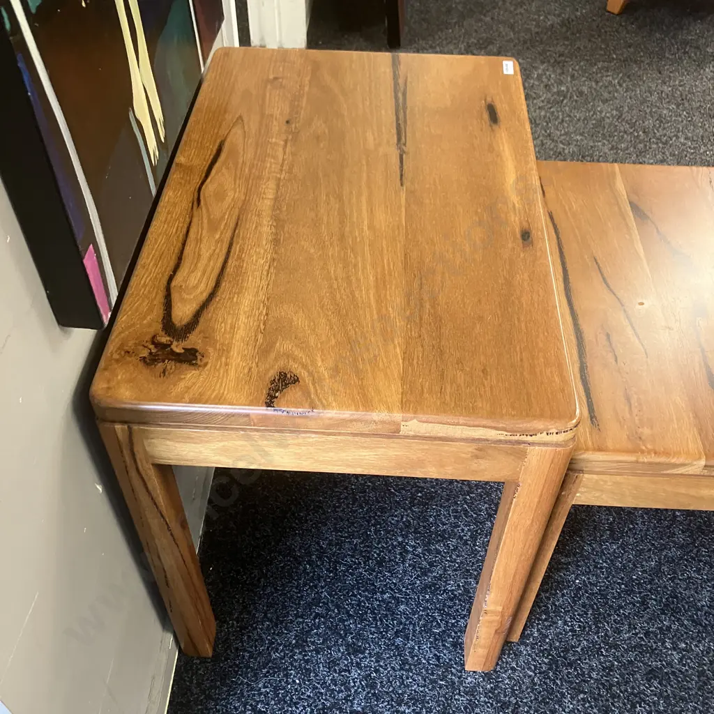 Solid Western Australian Marri Timber Nest Of Three Tables. H51 W59 D39cm Image 1++