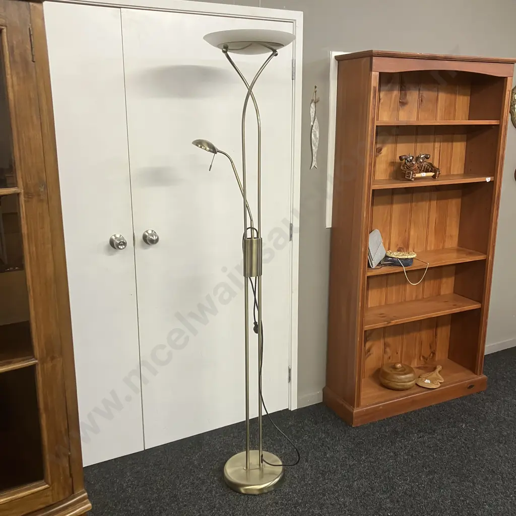 Mother & Child Uplighter Brushed Gold Floor Lamp. H187cm Image 1++
