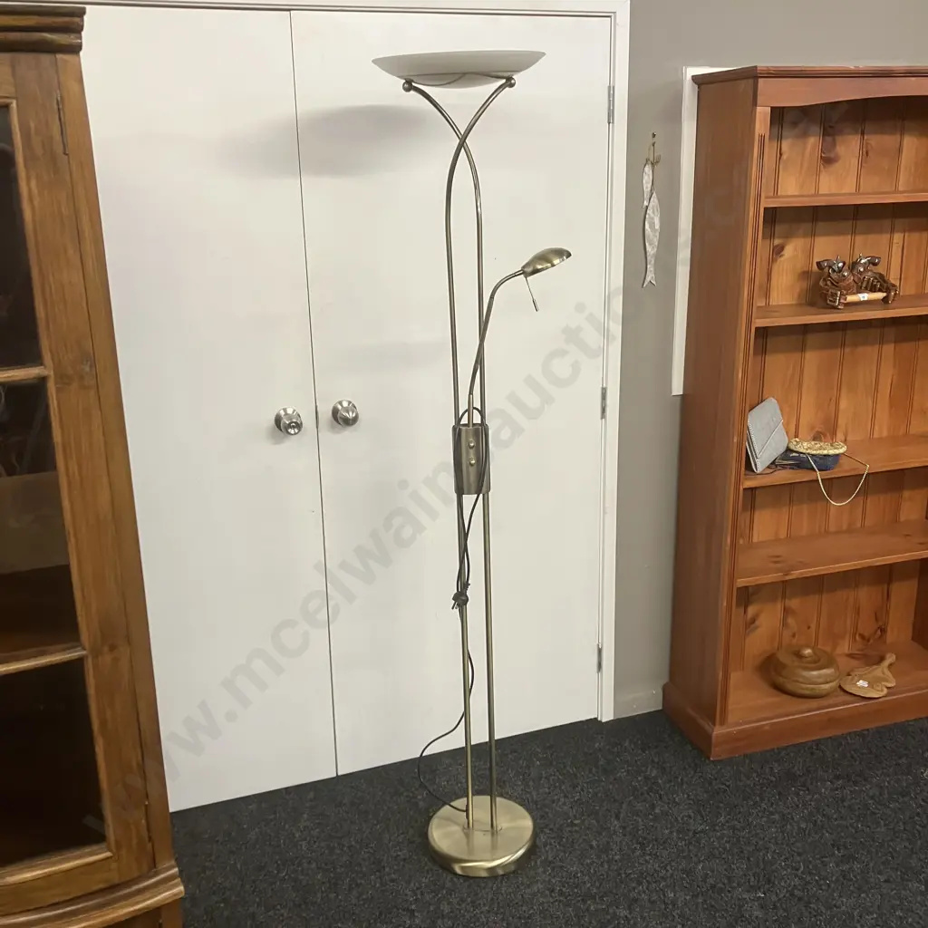 Mother & Child Uplighter Brushed Gold Floor Lamp. H187cm Image 1++