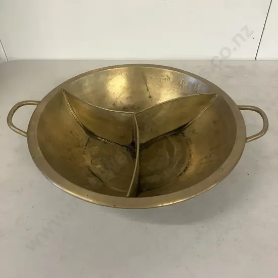 Brass Oriental Divided Hotpot. Dia 44cm