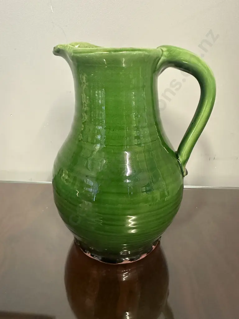 Tony Sly Green Pottery Jug H24cm. Image 1++