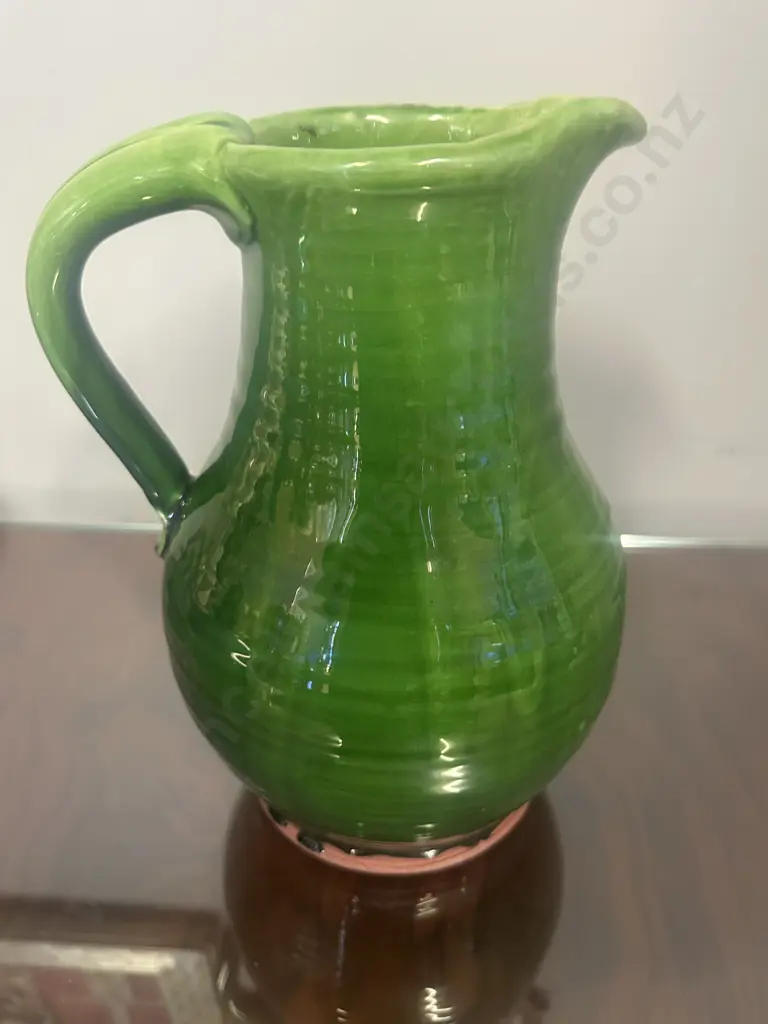 Tony Sly Green Pottery Jug H24cm. Image 1++